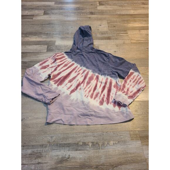 C&C California large women's Burgundy and lavender tie dye twist front hoodie - Picture 3 of 8